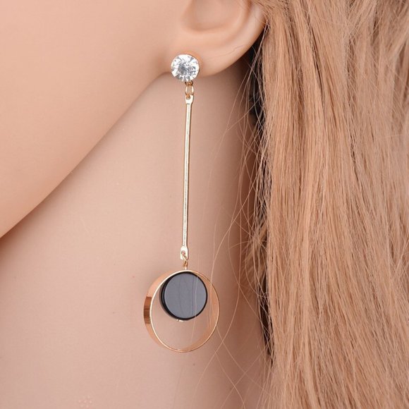 Earrings Women Circle Long Stud Bohemian Hoop Drop Cute Trendy Jewelry - Picture 4 of 6